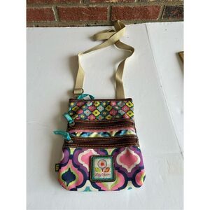 Lily Bloom 7x8” dots 3 zippers‎ crossbody blue tags